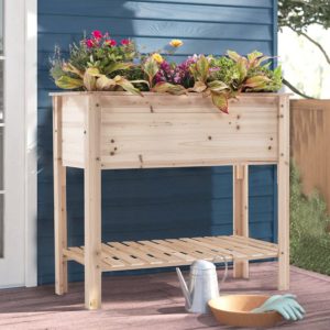 SIMFLAG Raised Garden Bed,Wood Planters Bed with Large Storage Shelf,