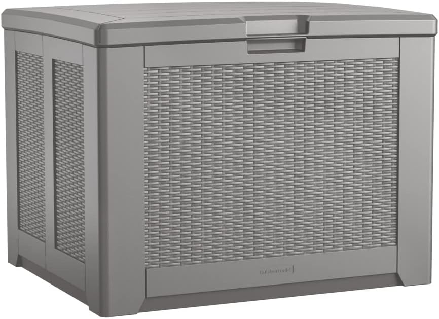 Rubbermaid Outdoor Deck Box, Medium, Weather Resistant, Gray for Lawn, Garden, Pool, Tool Storage, Home Organization Rubbermaid Outdoor Deck Box, Medium, Weather Resistant, Gray for Lawn, Garden, Pool, Tool Storage, Home Organization
