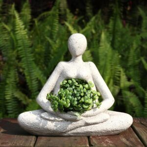 Planters for Outdoor Indoor Plants Succulent Planter Plant Flower Pots Unique Head Face Garden Vase with Drainage Hole Woman Yoga
